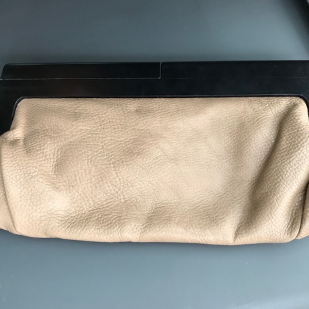 Tan/Beige and black clutch purse!